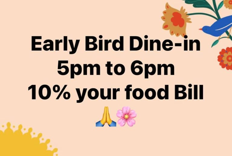 % OFF Your Bill 
 Early Bird Dine-in
 5PM to 6PM~ Tuesday to Sunday.

ARUNYA.CO…
