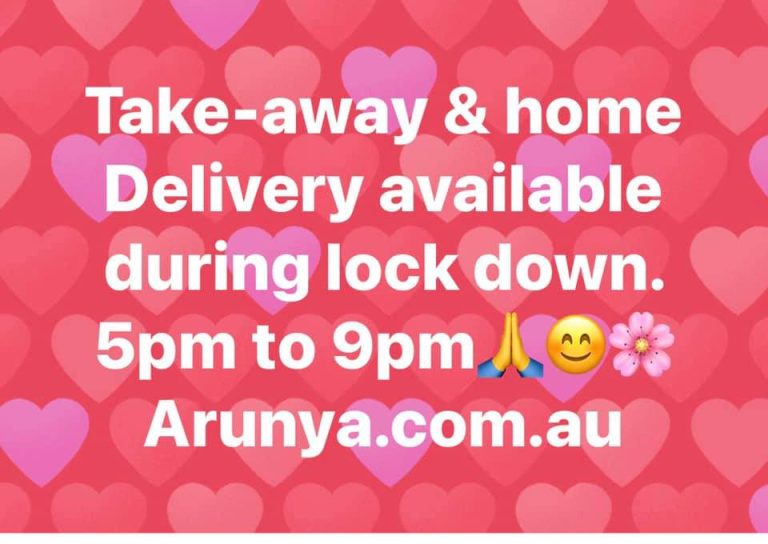 Vegan Option
 Gluten Free Option
 Dietary requirements option Arunya.com.au