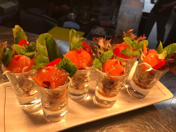 Our Fresh sashimi Salmon shots is now available!. :)