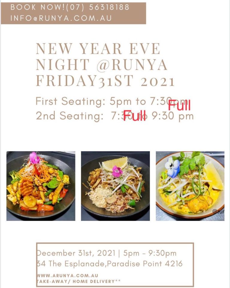 Arunya Thai Paradise Point is now fully booked for New Year Eve.  We apologize f…
