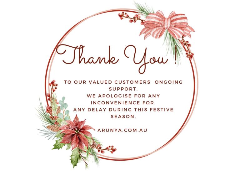 Arunya would like to apologize for any delay during this festive season and appr…
